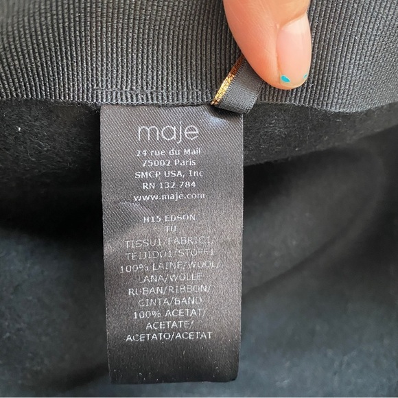 Maje 100% wool fedora hat with rope detail band - Picture 4 of 8